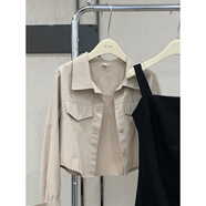 尤柯鳥(niǎo)（yoekbird）襯衫外套配吊帶連衣裙的小外搭西裝套裝2025春季新款開(kāi)衫兩件套女 杏色外套 S