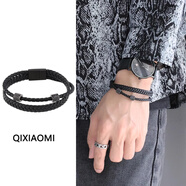 戚小米皮繩手鏈男潮ins高級感編織手繩男士手鏈2026新款小眾設計送男友 手鏈【蝴蝶結禮盒】