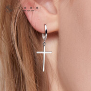 十尚美地渴想 925銀十字架耳環(huán)男潮款耳扣學(xué)生耳釘女時尚個性耳墜飾品
