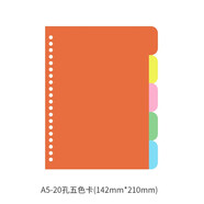 YOQUN 活頁本子隔頁紙 手帳分頁紙 6孔 活頁筆記本彩色分類索引紙 A5-20孔-五色卡
