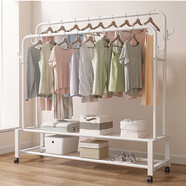 密林衣架落地臥室掛衣架家用掛衣服的架子室內簡(jiǎn)易晾衣桿衣帽架曬被架 150白雙桿+新掛鉤