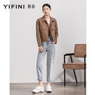 易菲（YIFINI）淺色小腳牛仔褲女春秋季新款寬松休閑褲顯瘦鉛筆褲 藍色 0L