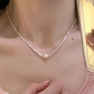 歐顏（OYshipin）925銀碎銀幾兩項鏈女時尚潮流小眾設(shè)計珍珠鎖骨鏈套鏈生日送女友 碎銀幾兩項鏈