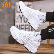 361°女鞋運動(dòng)鞋女ins老爹鞋女潮流時(shí)尚秋冬季新款361皮面休閑跑步鞋R 361度白/灰粉 37