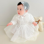珊詩(shī)麗（SexeMara）一歲女寶寶裙子周歲女孩的禮服公主裙女童連衣裙禮服小女孩裙蓬蓬 白色雪蘭公主連衣裙 73CM
