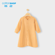 棉店嬰兒睡袍春秋冬垂感薄絨防著(zhù)涼睡衣兒童睡裙防踢男女寶寶睡衣春裝 淺黃色 73