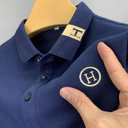 品牌新款夏季男士短袖T恤衫中青年刺繡翻領(lǐng)大碼p·olo領(lǐng) H01寶藍(lán) XL 52碼150斤內(nèi)