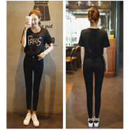 惺忪燃秋天穿的超低腰牛仔褲女長(cháng)褲午孑褲女煙灰女韓版鉛筆褲九分褲緊身 黑色 27