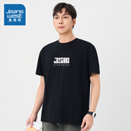 真維斯（Jeanswest）秋季新款純棉上衣吸濕透氣男士短袖T恤XC 黑色2010 2XL 190/108B