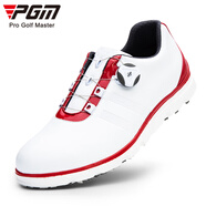 PGM 新款 高爾夫男鞋 男士防水鞋子 旋轉(zhuǎn)鞋帶golf球鞋輕便男鞋 白紅色 41
