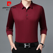 皮爾卡丹（pierre cardin）真口袋長(cháng)袖t恤男春秋季新款男士中老年冰絲寬松polo 衫男爸爸裝 興30+翻領(lǐng)純色長(cháng)袖扣子款紅色 M 165建議110斤以下