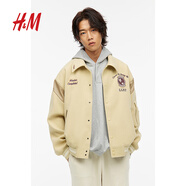H&M男裝女裝夾克秋季舒適時(shí)尚休閑寬松學(xué)院風(fēng)校隊(duì)長袖外套1184476 米色 S 170/92