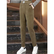 皮爾卡丹（pierre cardin）加絨羊羔絨休閑哈倫女褲2025冬季新款加厚燈芯絨褲子女褲子 卡其長(cháng)褲【薄 款】 XL 建議115-125斤