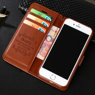 雅尊仕 iPhone6s翻蓋皮套蘋(píng)果XS插卡保護套7plus手機殼蘋(píng)果5SE防摔皮套6plus錢(qián)包款  蘋(píng)果6/6S【4.7寸】棕色