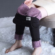 櫻芭妮加絨加厚打底褲女外穿冬季彈力小腳一體褲胖MM顯瘦媽媽褲加絨褲 黑色【特厚羊羔絨】 M （91-105斤）
