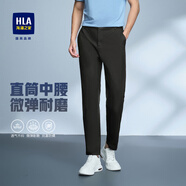 HLA海瀾之家男士休閑褲2025秋季新款透氣舒適彈力商務直筒長褲子男裝 黑色33 2XL 185/92A 推薦155~170斤