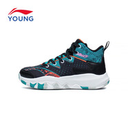 李寧童鞋籃球鞋男大童新款先鋒力PRIMARY 3.0減震回彈運動(dòng)鞋 黑色/深翠綠-1 31碼