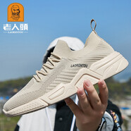 老人頭網(wǎng)面鞋男2025夏季新款休閑男士運(yùn)動(dòng)鞋透氣輕便戶(hù)外跑步鞋男 801110-杏色 40
