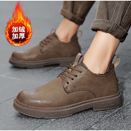 西域駱駝（VANCAMEL）真皮男士皮鞋2025新款春夏季休閑透氣商務(wù)工裝翻毛低幫馬丁靴男鞋 卡其加絨 40 下單速發(fā)