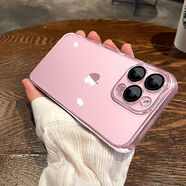 浩酷蘋果15ProMax手機殼透明自帶鏡頭保護iPhone14/13抗指紋防摔 【櫻花粉】德國拜耳硅膠-帶鏡頭膜-全包防摔 iPhone 10