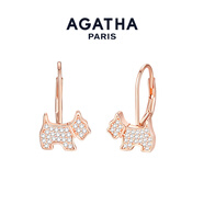 AGATHA/璦嘉莎 小狗經(jīng)典銀耳環(huán)女士 生日禮物送女友閨蜜高級感耳飾 玫瑰金