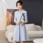 芭妃婭（BAFEIYA）南航空姐制服職業(yè)連衣裙空乘醫美咨詢(xún)師酒店前臺接待禮儀客服工裝 霧霾藍連衣裙 M