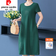 皮爾卡丹（pierre cardin）女裝中年連衣裙夏季薄款寬松遮肚洋氣高貴氣質女士裙子優(yōu) 皮爾卡丹-墨綠色 皮爾卡丹-5XL