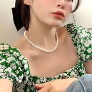 禾娘韓版氣質(zhì)項鏈女輕奢小眾設計感頸鏈夏季新款鎖骨鏈頸鏈 氣質(zhì)珍珠頸鏈約8mm