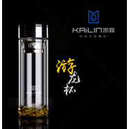 凱霖雙層玻璃杯凱霖游龍高硼硅玻璃水晶泡茶杯辦公輕奢簡約防燙水 0633-(收藏加購送杯刷) 300ml
