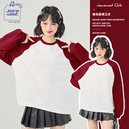 JEANSWEST CLUB真維斯撞色衛衣女秋季圓領(lǐng)插肩外套甜美風(fēng)設計感氣質(zhì)百搭寬松上衣