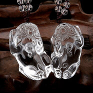 凡蝶天然白水晶貔貅吊墜男女士掛件項鏈皮丘飾品平安禮品 一對雌雄貔貅