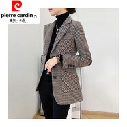 皮爾卡丹女裝千鳥(niǎo)格西裝外套女小香風(fēng)2022年秋冬新款時(shí)尚加厚羊和絨呢 皮爾卡丹咖色千鳥(niǎo)格 皮爾卡丹S 95斤以?xún)?
                                         title=
