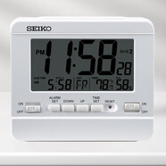 SEIKO日本精工時(shí)鐘溫濕度電子日歷鬧表雙組鬧鈴臥室學(xué)生宿舍家用鬧鐘