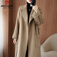 皮爾卡丹（pierre cardin）2025秋冬韓版新款羊毛呢外套雙面羊絨大衣女中長(cháng)款加厚時(shí)尚洋氣 可可色 M 118-138斤