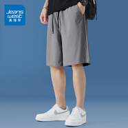 真維斯（Jeanswest）短褲男冰絲速干夏季潮牌外穿寬松運動(dòng)薄款大褲衩男款空調五分中褲 灰（ZS純色） 5XL 【適合230-250斤】