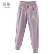 迪士尼女童褲子兒童運(yùn)動(dòng)褲秋裝加絨加厚休閑褲中大童外穿衛(wèi)褲一體絨童裝 春秋毛圈 紫色 98246 110CM