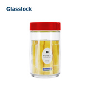 Glasslock韓國(guó)進(jìn)口積木式儲(chǔ)存罐零食雜糧廚房?jī)?chǔ)物罐家用收納罐防潮冰箱側(cè)門(mén) 圓形大紅色600ml