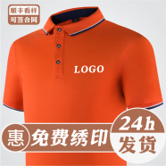 夏洛印定制t恤工衣刺绣短袖文化衫印字logo工服订做团体服印图广告衫 橙色 S