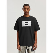 BONELESS發(fā)泡擦絨基礎logo印花短袖T恤美式高街棉夏季tee半袖 黑色 S