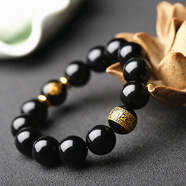 黑曜石手鏈 本命佛男女款紅瑪瑙手串 情侶款生肖守護神 黑曜石-屬鼠-14MM