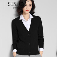 SIN.CYC女裝針織衫女開衫潮初秋短款外搭披肩春秋韓版寬松毛衣小外 黑色 XL