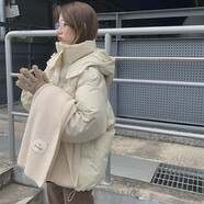 托瑪菲羽絨棉服女韓版寬松連帽棉衣外套秋冬季2022年新款小個(gè)子少女中學(xué)生棉襖子短款面包服加厚冬裝衣服 米白色（冬裝加厚款）（現貨） M（105-125斤）