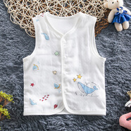 哈咪奇夏季薄款寶寶純棉無(wú)袖馬甲男女童紗布馬夾坎肩嬰兒開(kāi)衫背心 藍色（紗布） 90