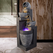 水渡煙云大型歐式室內噴泉流水景擺件客廳陽(yáng)臺庭院風(fēng)車(chē)假山水輪球開(kāi)業(yè)禮品 2007B款無(wú)球中號（37*35*116CM）