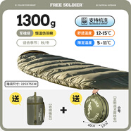 自由兵睡袋戶外秋冬成人露營單雙人便攜睡袋學(xué)生午休家用信封冬季睡袋 圓枕包+軍綠色1.3kg仿羽棉