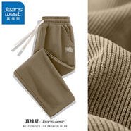 真維斯（Jeanswest）重磅燈芯絨休閑褲男士春秋款抗皺垂順直筒褲潮流寬松百搭外穿褲子 卡其#白星字G XL