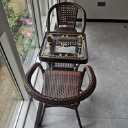 馨逸居 陽(yáng)臺茶幾藤椅三件套家用休閑PE藤編戶(hù)外餐桌椅庭院露臺喝茶桌椅 （推薦）60鐵花方桌+2椅（加厚款）