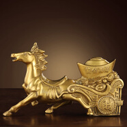 明恩銅馬擺件馬拉聚寶盆馬拉元寶車(chē)擺件銅馬拉車(chē)馬到成功客廳馬擺件 馬拉元寶 6寸 長(cháng)16cm