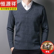 恒源祥斷碼處理V領(lǐng)羊毛衫男加厚抗起球雞心領(lǐng)毛衣爸爸羊 絨衫保暖打底衫 煙灰-6625 175/88A 135-155斤