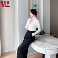 寐麗半高領(lǐng)打底衫女面膜衣秋冬親膚高彈修身長(zhǎng)袖外穿內(nèi)搭打底上衣 云朵白 均碼80-120斤